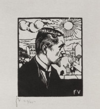 Self-portrait against the background of a Lausanne landscape, Félix Vallotton (1865–1925). Graphic