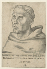 Portrait of Martin Luther as an Augustinian monk, Lucas Cranach (1472–1553), clergy portrait,