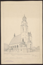 Grodzisk. Parish Church of St. Anne. Reconstruction project not realized. General view.