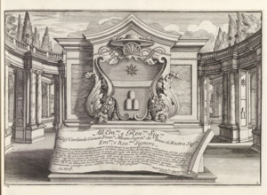 Ornamental coat of arms with coat of arms of Cardinal Giovanni Francesco Albani, the later Pope