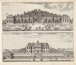 View of the greenhouses of the Stavsund estate and the main building from the east, Icon aedificii