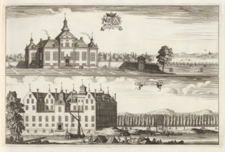 View of Stenhammar Castle and Tullgarn Castle, Steenhammar, Tullgarn, Suecia Antiqua et Hodierna,