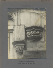 Corrugated stones of the Gemeenlandshuis on the Oude Delft in Delft decorated with fantasy