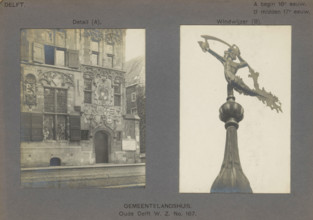 Gemeentelandshuis. Oude Delft WZ No. 167. Detail (A). Weather vane (B), Façade and the weather vane