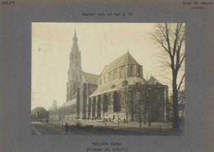 Nieuwe Kerk. (Formerly St. Ursul's). Viewed from the SE, View of the Nieuwe Kerk in Delft with a