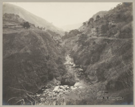 River between mountains, Kanagawa, Road to Miyanoshita, photograph, number: '16.', c. 1895 - c.