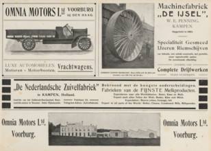 Advertisements, album page, photomechanical print, Advertisements for Omnia Motors Ltd,