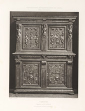 16th-century French wooden cabinet, at the Exposition Rétrospective of 1877 in Lyon, France,