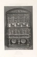 16th-century French wooden sideboard, at the Exposition Rétrospective of 1877 in Lyon, France,