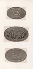 Bas-reliefs of Psyche being bound by putti, a feast of the gods and friendship comforting sorrow,