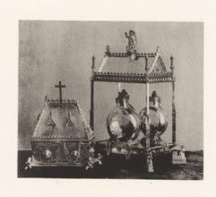Two gilded silver chrismatories, displayed at an exhibition of religious objects from the Middle