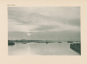 Water landscape with sailing boats, page, photomechanical print, inscription: 'Land & sea by WJ