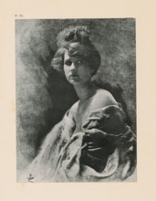 Portrait study of an unknown young woman, page, photomechanical print, inscription: 'Study by C.
