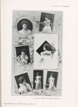 Collage of seven portraits of an unknown woman, page, photomechanical print, inscription: 'Das