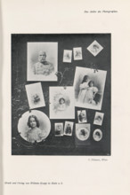 Collage of portraits of unknown men, women and children, page, photomechanical print, inscription:
