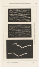 Three images of electrical discharges, page, photomechanical print, inscription: 'Fig. 43. -