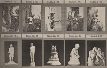 Photo reproduction of five paintings with animals and five sculptures, Johannes Jaeger's