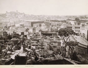 View of ancient Rome: the Janiculum, the Porticus of Octavia and the Circus Flaminius, Janiculus. -