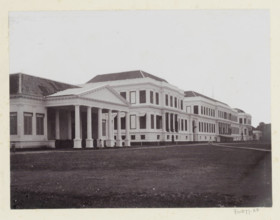 Waterlooplein Palace, Exterior of Daendels' palace on Waterlooplein in Batavia, album page,