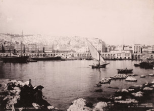 Alger, vue générale à l'entrée du port, View of the port of Algiers, photomechanical print, number: