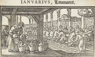 Wedding at Cana, January, Months of the year, print, book illustration, At the wedding at Cana,