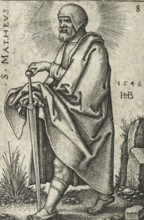 Matthew, S. Mathevs, Twelve Apostles, print, Series number, 8, 12, printmaker: Hans Sebald Beham,