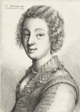 Portrait of young woman with short curly hair, print, printmaker: Wenceslaus Hollar, Antwerp, after