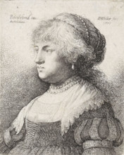 Portrait of Saskia with a pearl necklace in her hair, Reisbüchlein, Small travel book with various