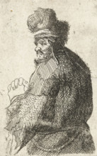 Old man seen from behind, profile right: half figure, print, printmaker, after print by, Rembrandt