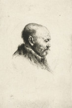 Bald headed man in profile right: the artist's father (?), print, printmaker: Ignace-Joseph de