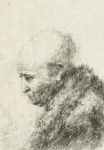 Bald headed man in profile right: small bust, the artist's father (?), print, printmaker, after