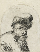 Bust of a man with a fur hat, print, Bust of an old man, with a hat trimmed with fur., printmaker: