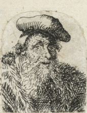 Bust of a man with a beret, print, Bust of an old man with a beard and beret., printmaker: manner