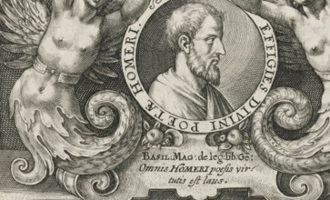 Portrait of Homer, Speculum Heroicum Homeri, print, book illustration, title page, The portrait of