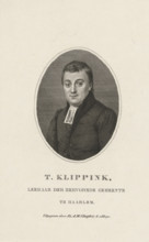 Portrait of Thomas Klippink, T. Klippink, print, Reformed minister in Haarlem, dressed in a black