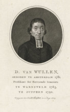 Portrait of Dirk van Wullen, D. van Wullen, print, Reformed minister in Warnsveld and Zutphen,