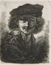 Portrait of Rembrandt Harmensz. van Rijn, print, Bust of Rembrandt Harmensz. van Rijn, wearing a