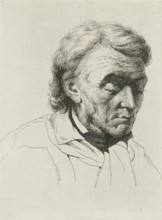 Portrait of an old man with closed eyes, print, printmaker: Jean Zacherie Mazel, Netherlands, 1802