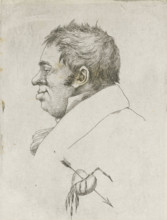 Portrait of Jantje de Wit, print, notary in Amsterdam, in profile. In the center bottom a heart