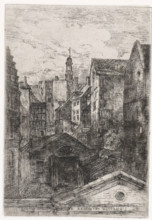Behind the Meat Market, Maastricht, print, printmaker: Alexander Schaepkens, 1830 - 1899, paper,