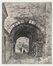 Hell Gate in Maastricht, Hell Gate, print, seen from the field side, with a view of Sint