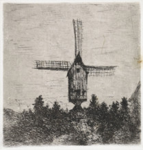 Windmill with three visible blades, print, printmaker: Arnoud Schaepkens, 1855 - 1904, paper, chine