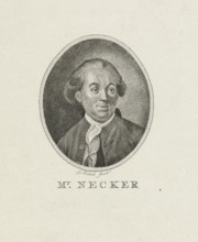 Portrait of Jacques Necker, print, Portrait bust of Jacques Necker, Minister of Finance in France.