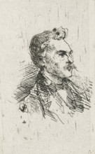 Portrait of artist Frederik Hendrik Weissenbruch, print, printmaker: Bernardus Johannes Blommers,