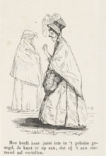 Two women with shoulder capes, print, printmaker: P. Stockmans, Netherlands, 1800 - 1899, paper,