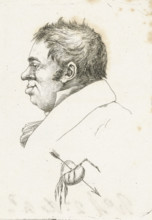 Portrait of Jantje de Wit, print, notary in Amsterdam, in profile. In the center bottom a heart