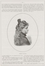 Portrait of Thérèse Schwartze, print, book illustration, Portrait of Thérèse Schwartze in an oval.