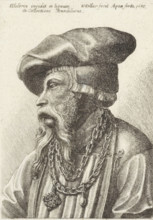 Portrait of a man with beard, beret and necklace, print, printmaker: Wenceslaus Hollar, Antwerp,