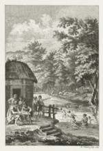 Hunting, fishing, and recreation among the Batavians, print, historical print, and recreation among