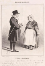 Woman tells doctor that sick husband has died, Le médecin et la garde malade, Parisian emotions,